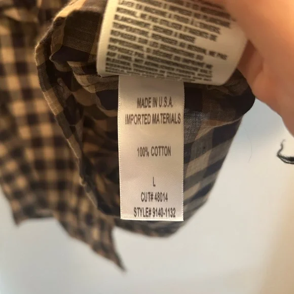 Citizens of Humanity Jolene Blouse Black and Cream Gingham Ruffle Top Size Large - Picture 5 of 6